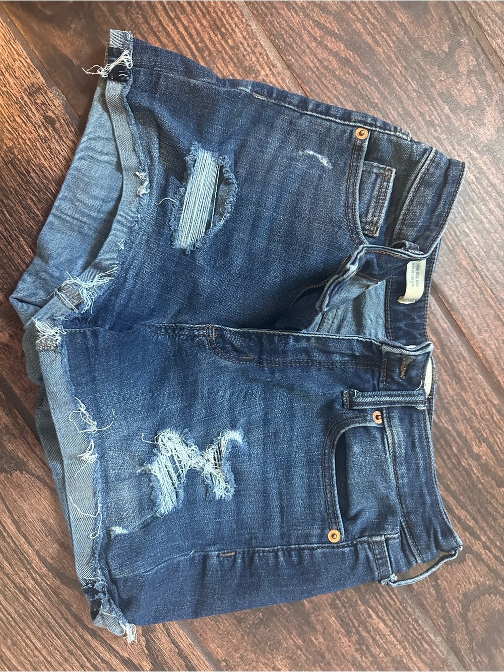Universal Thread Dark Blue Denim Shorts with Frayed Hem